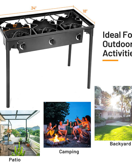 Giantex 225,000 BTU Outdoor Triple Burner Stove, High Pressure 3 Burner Stand Max