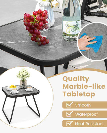 Giantex 3-Piece Patio Bistro Set, Outdoor Folding Chairs & Table Set, Outdoor Conversation Set for Balcony Yard Poolside