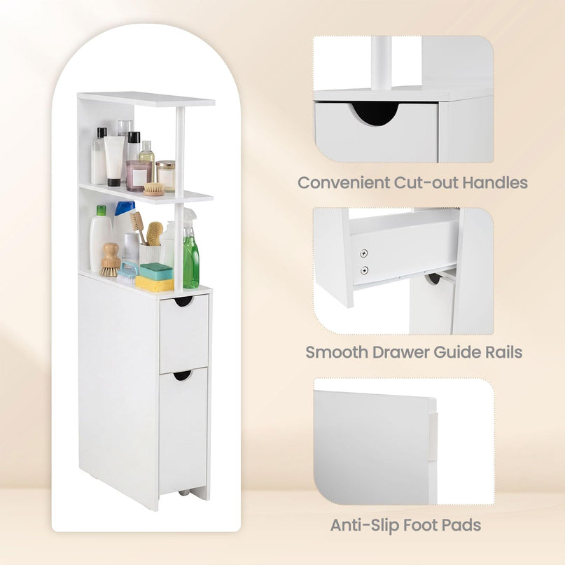 Giantex Meuble de rangement mince | Organisateur de salle de bain autoportant étroit avec étagères ouvertes