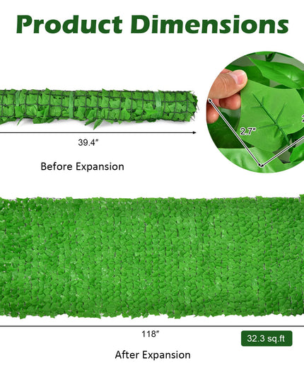 Giantex 118" x 39.4" Artificial Hedges Fence Faux Ivy Vine Greenery Wall
