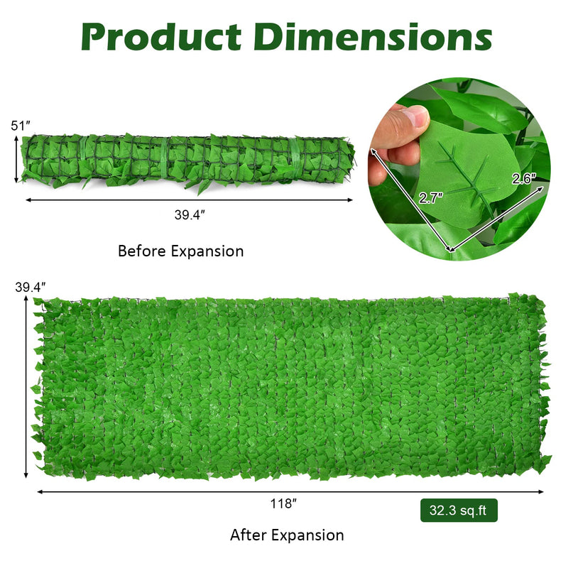 Giantex 118" x 39.4" Artificial Hedges Fence Faux Ivy Vine Greenery Wall