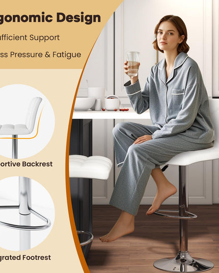 Giantex Bar Stools Set of 2/4, Modern PU Leather Swivel Counter Height Bar Stools with Back