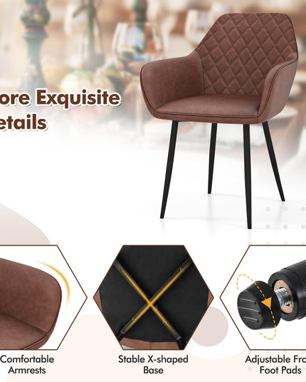 Giantex Mid Century Modern Dining Chairs Set of 2/4, Upholstered Accent Chairs w/Curved Backrest, Wide Seat & Armrests