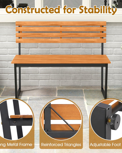 Giantex 43"×22"×33" Acacia Wood Patio Loveseat with Backrest | 800 lbs Weight Capacity