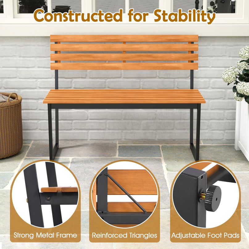 Giantex 43"×22"×33" Acacia Wood Patio Loveseat with Backrest | 800 lbs Weight Capacity