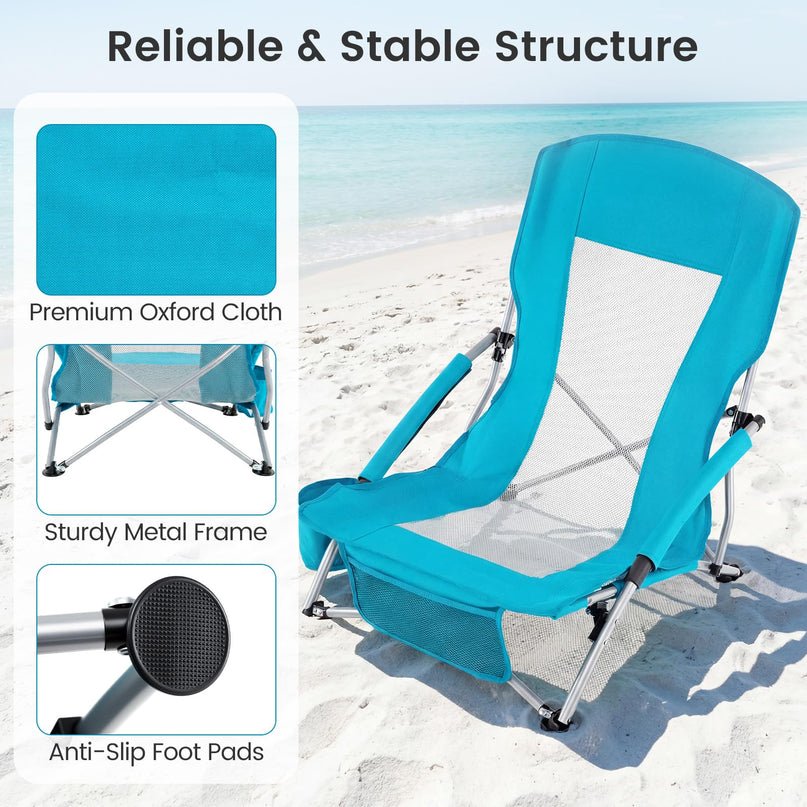 Giantex 2 Pack Folding Beach Chairs for Adults Portable Lightweight Camping Chairs Set of 2