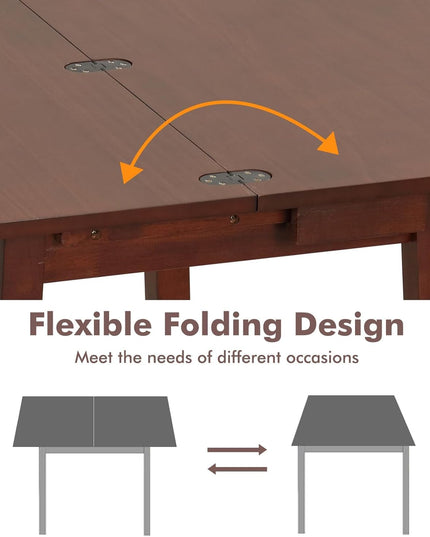 Giantex Dining Table Set for 2 OR 4, Kitchen Table Chairs Set, Expandable Dining Table with Upholstered Folding Dining Chairs