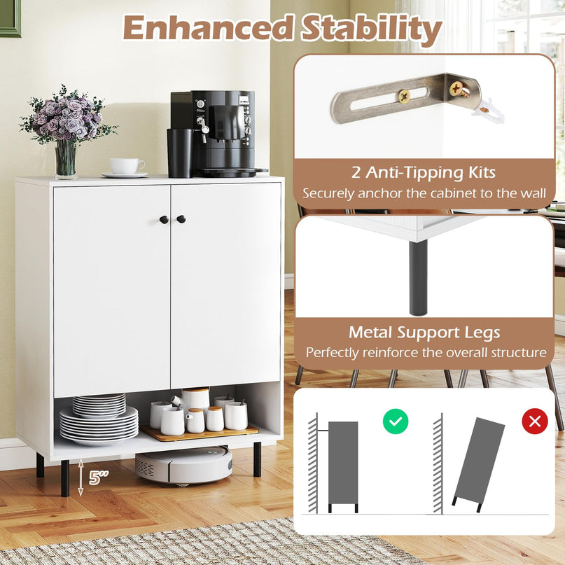 Giantex Sideboard Buffet Cabinet with Adjustable Shelf & Anti Tipping Kit