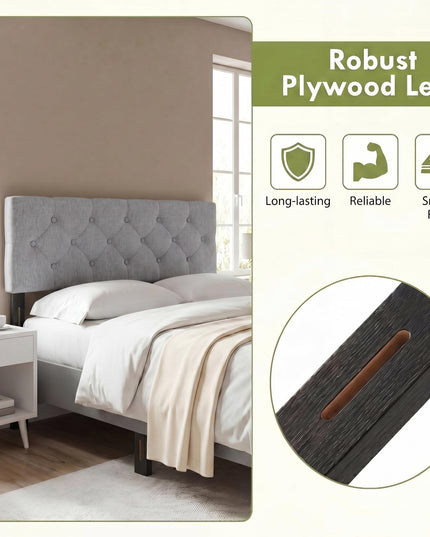 Giantex Linen Upholstered Headboard with Wood Support Legs