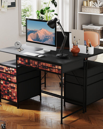 Giantex 120 CM Home Office Desk with Fabric Drawer and Shelf