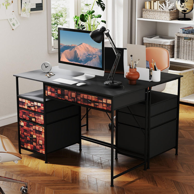 Giantex 120 CM Home Office Desk with Fabric Drawer and Shelf