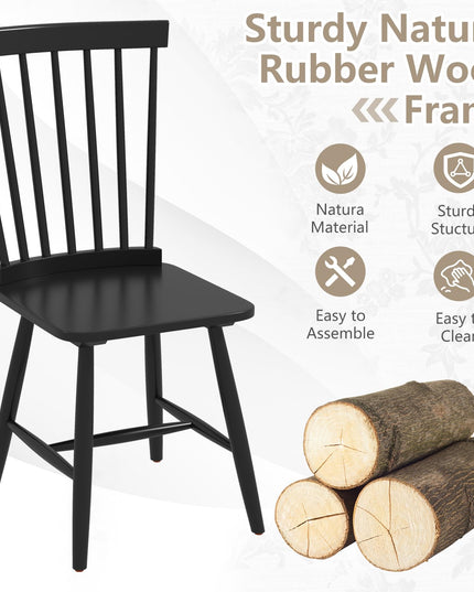 Giantex Windsor Dining Chairs Set of 2/4 Black, w/Wide Seat & Spindle Back, Max Load 400 Lbs