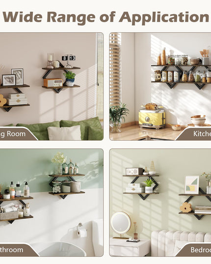 GIANTEX 2-Pack Diamond Shaped Floating Shelves for Wall
