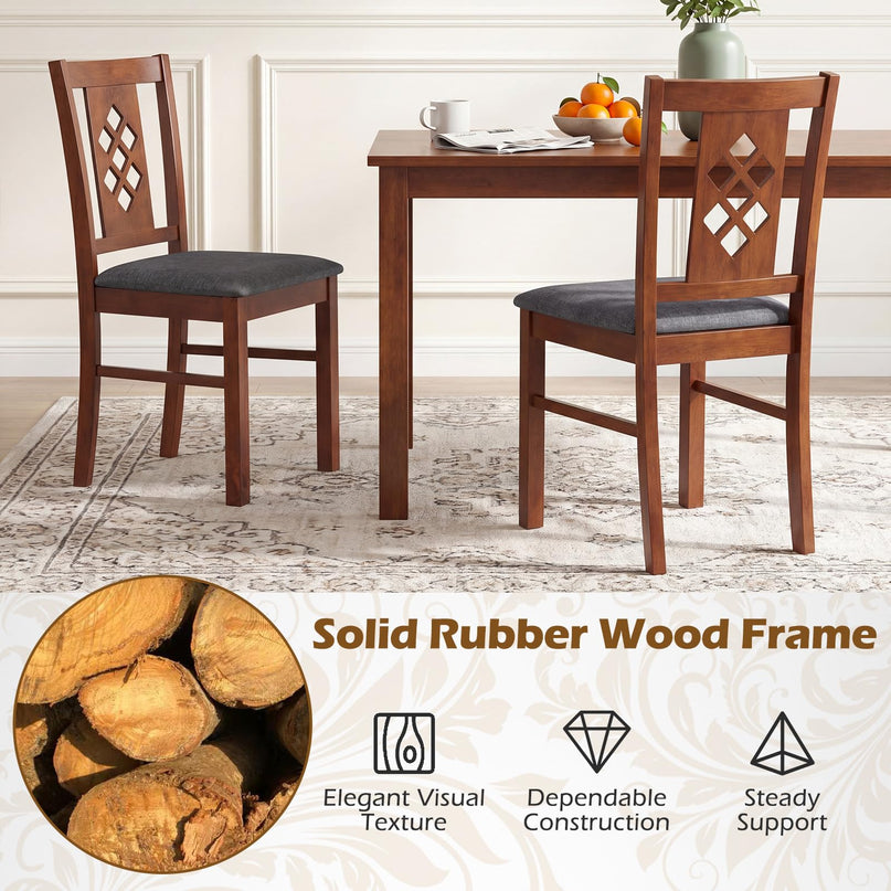 Giantex Wooden Dining Chairs Set of 2/4 with Elegant Diamond Back
