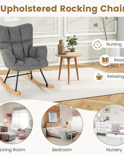 Giantex Rocking Chair Nursery, Modern Rocking Accent Chair w/High Backrest