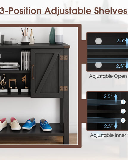 Giantex Buffet Sideboard, Farmhouse Wood Cupboard w/ 2 Storage Cabinets & 2-Tier Open Shelf