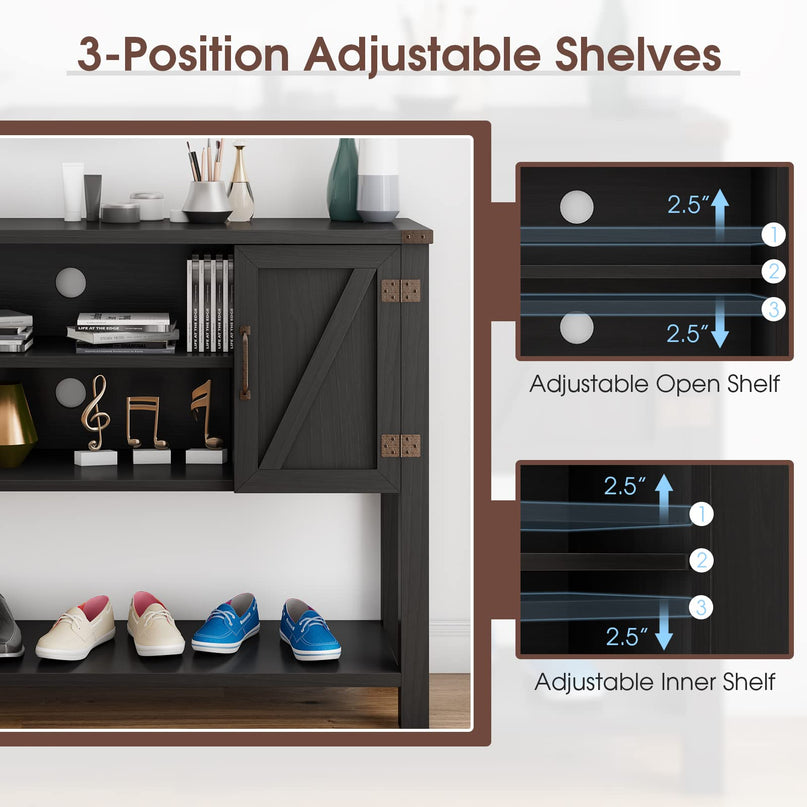 Giantex Buffet Sideboard, Farmhouse Wood Cupboard w/ 2 Storage Cabinets & 2-Tier Open Shelf