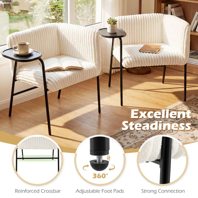 Giantex Modern Accent Chair with Tray Table Solid Metal Frame