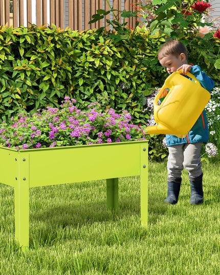 Giantex Raised Garden Bed, Metal Planter Box with Legs, Drain Hole, Outdoor Indoor Elevated Garden Box