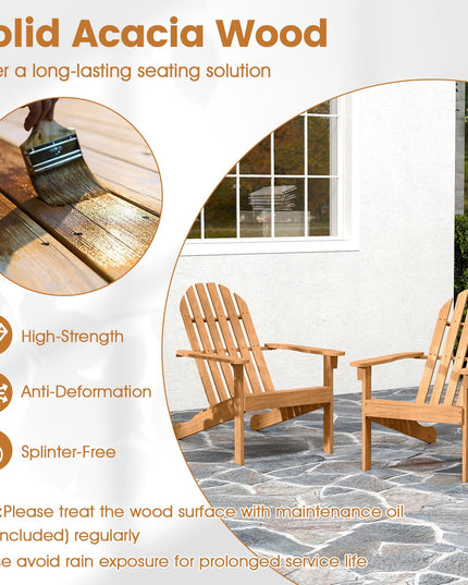 Giantex Adirondack Chair, Acacia Wood Fire Pit Chairs（1/2/4）