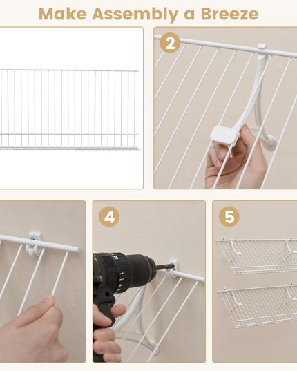 Giantex Wall Mounted Shoe Rack Set of 2 24" Metal Wire Storage Shelf