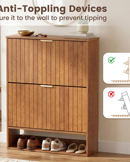 Giantex Shoe Storage Cabinet with 2 Flip Drawers
