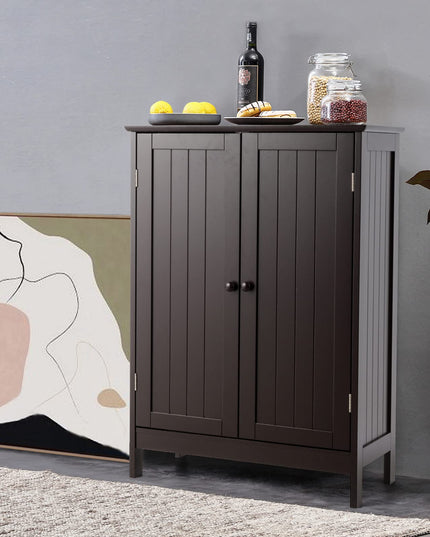 Giantex Storage Cabinet with Doors and Shelves - Freestanding Storage Organizer with Anti-Tipping Device