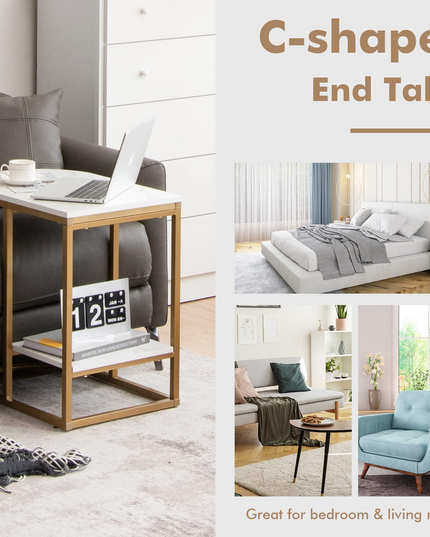 Giantex Side Table, 2-Tier C-Shaped End Table