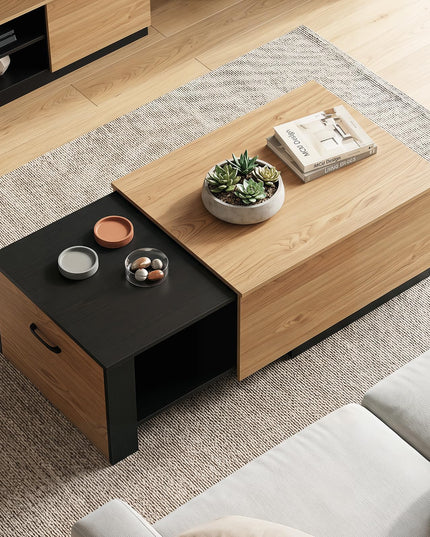 Giantex Modern Rectangle Extendable Coffee Table with Concealed Storage Compartment