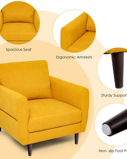 Giantex Sofa Chair, Upholstered Mid-Century Modern Accent Chair