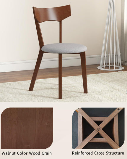 Giantex Wooden Dining Chairs, Solid Wood Kitchen Chairs w/Curved Back & Cushioned Seat