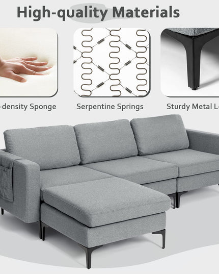Giantex 94.5" L Convertible Sofa Couch, 3 Seat Sectional Sleeper with USB Ports & Socket