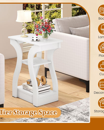 Giantex End Tables with Charging Station Set of 2 |Vintage Nightstands for Living Room