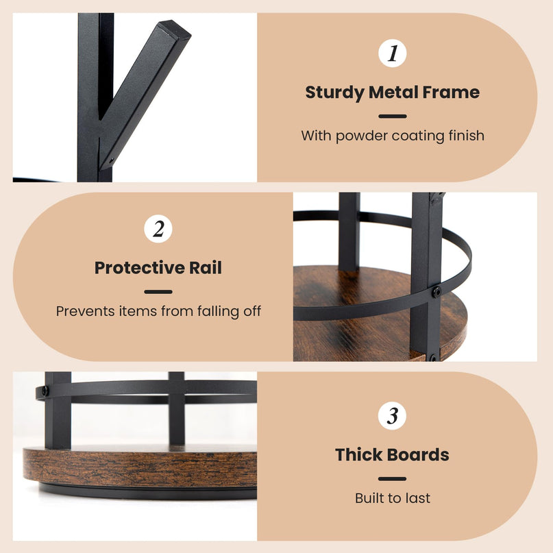 CHARMAID 360° Rotating Floor Standing Jewelry Organizer | 58.5" Jewelry Tree with 3-Tier Earring Holders