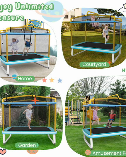 Giantex 6Ft Kids Trampoline with Swing and Horizontal Bar