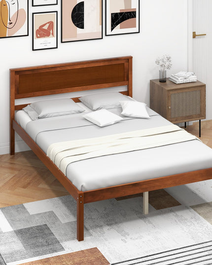 Giantex Wood Full Platform Bed with Headboard