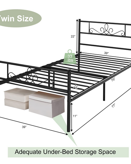 Mattress Foundation w/Heavy Duty Steel Slat Support, No Box Spring Needed