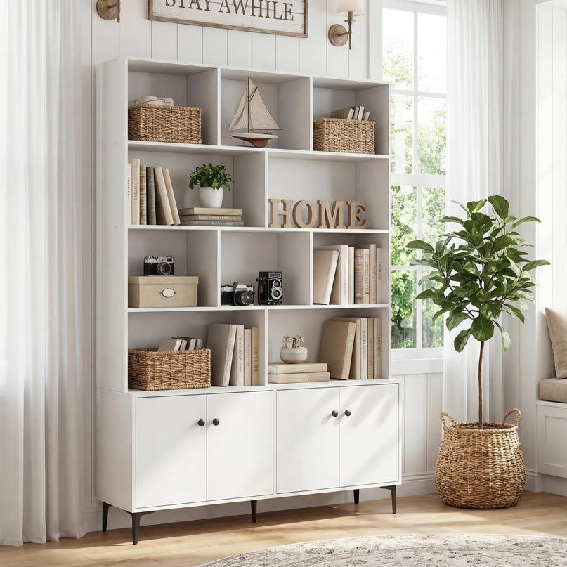 Giantex 68.5" Tall Bookcases and Bookshelves with 2 Doors