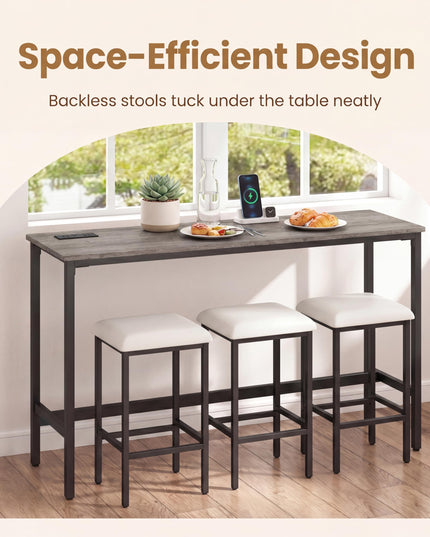 Giantex 4 Piece Bar Table and Chairs Set with Power Outlet