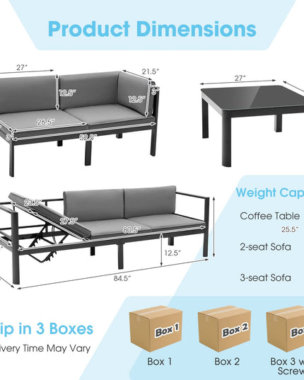 Giantex 3 Pieces Aluminum Patio Furniture Set