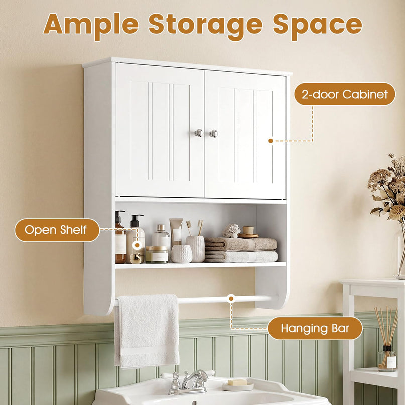 Giantex Bathroom Wall Medicine Cabinet with Towel Bar & Adjustable Shelf
