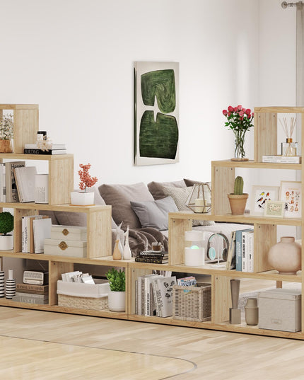 Giantex 6 Cube Geometric Bookshelf, 4-Tier L-Shaped Bookcase with Cubes