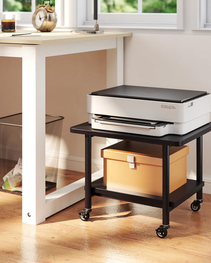 Giantex 2-Tier Under Desk Printer Stand with Storage Shelf & Lockable Wheels