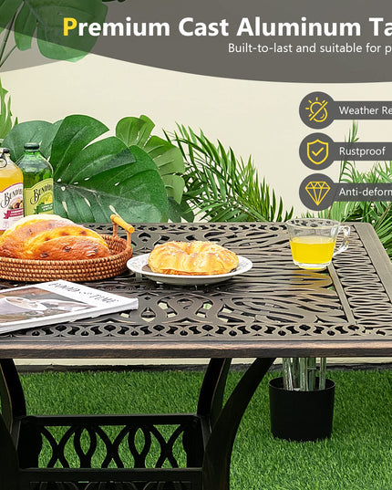 Giantex Patio Dining Table, Cast Aluminum Outdoor Table for 4 Persons