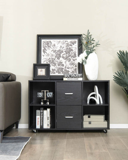 Giantex File Cabinet Office Organization - Filing Cabinet W/ 2 Drawers, 4 Open Compartments
