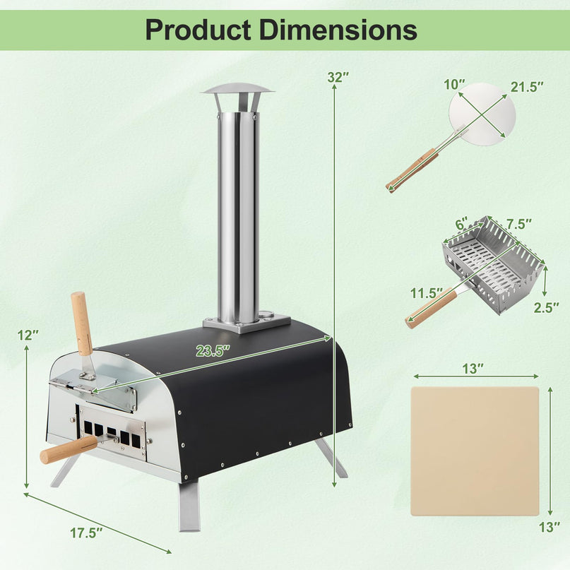 Giantex Pizza Oven Outdoor, Propane and Wood Fired Pizza Maker with 13" Pizza Stone, Pizza Peel