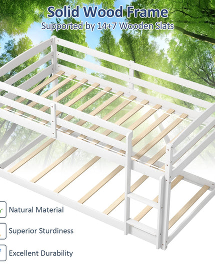Giantex Solid Wood Twin Over Twin Bunk Bed Frame