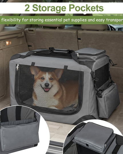Giantex Folding Soft Dog Crate with 5-Sided Mesh & 3 Doors