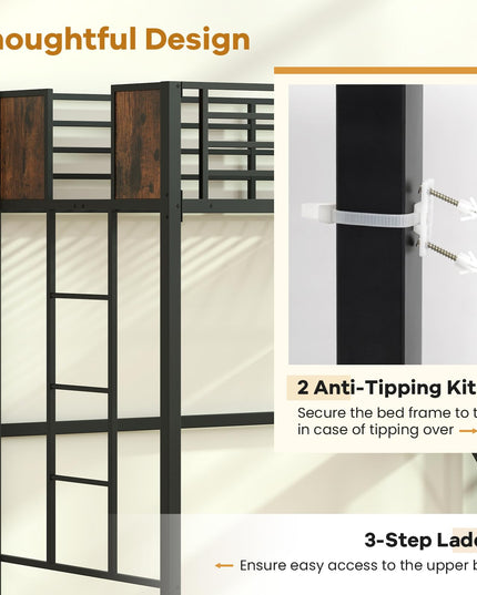 Giantex Twin Loft Bed with Desk - Heavy-Duty Metal Bed Frame