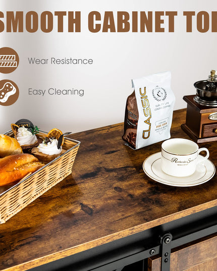 Giantex Sideboard, Coffee Bar Station with Sliding Barn Door(Industrial)